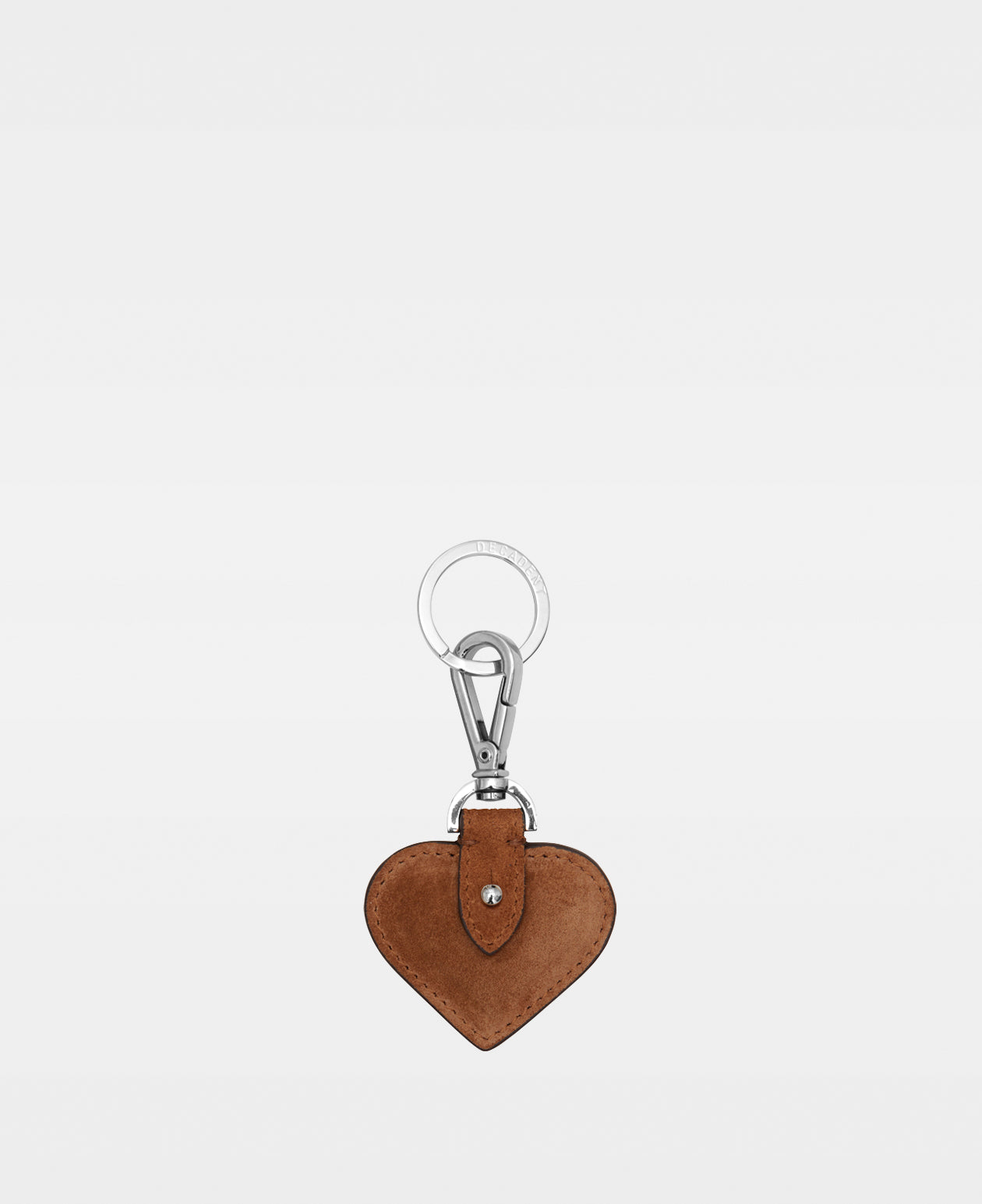 SMALL HEART key ring - Suede Cognac