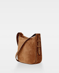 POPPY small hobo bag - Suede Cognac