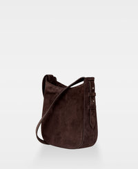 POPPY small hobo bag - Suede Dark Brown
