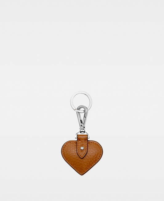 SMALL HEART key ring - Cognac