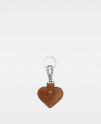 SMALL HEART key ring - Suede Cognac