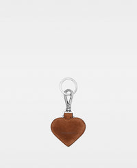 SMALL HEART key ring - Suede Cognac