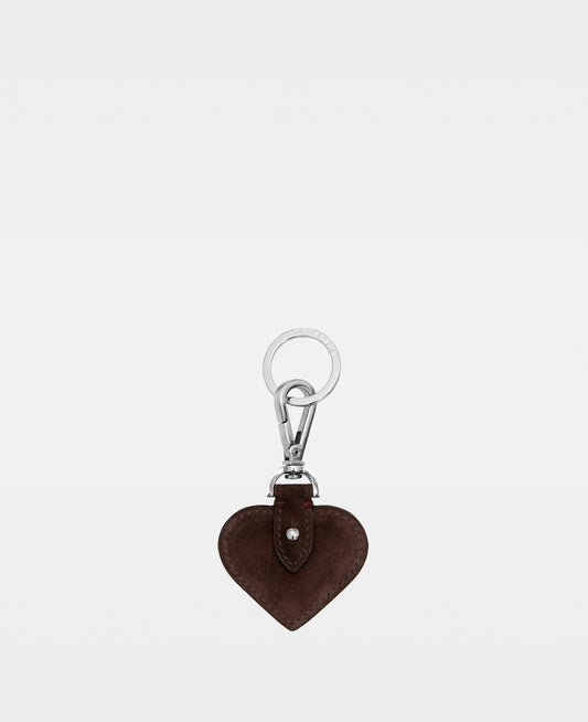 SMALL HEART key ring - Suede Dark Brown