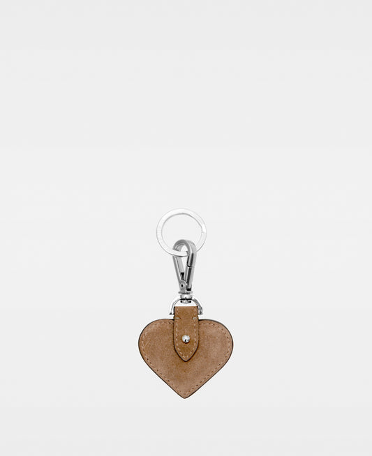 SMALL HEART key ring - Suede Tan
