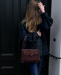 CATHY shoulder bag - Suede Dark Brown