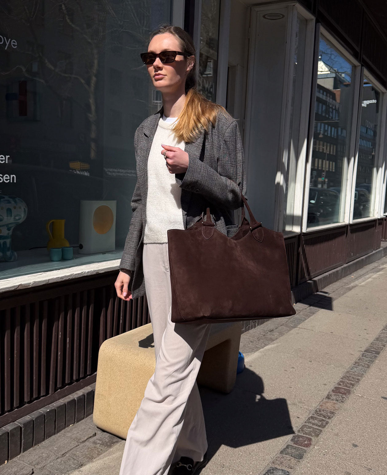 ELOUISE big tote - Suede Dark Brown