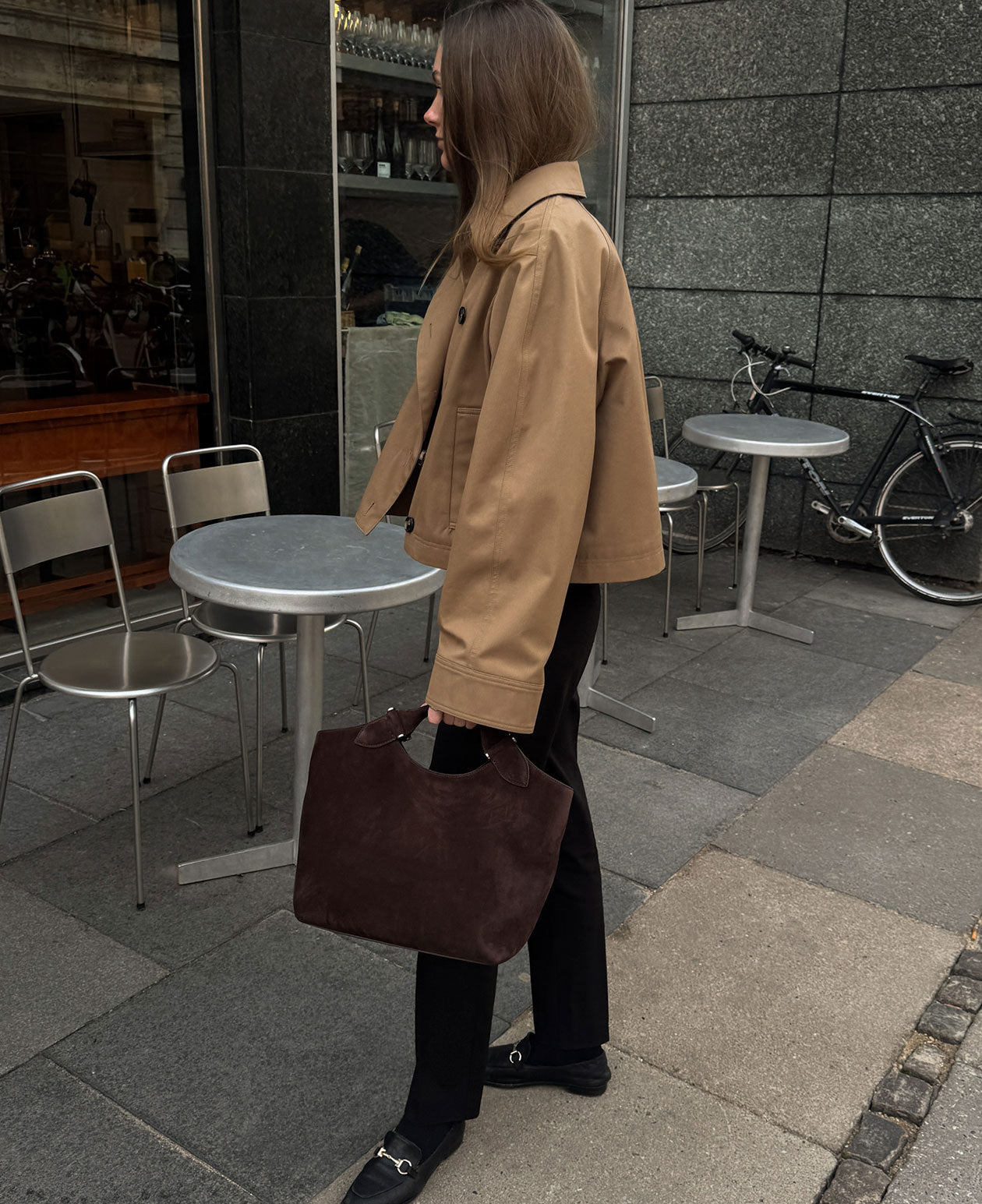 TEDDY tote - Suede Dark Brown